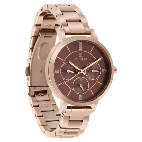 Buy Online Titan Quartz Multifunction Rose Gold Dial Stainless Steel ...