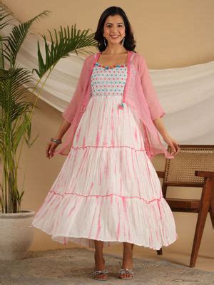 Buy Juniper Pink Geometric Printed Pure Cotton Dress & Kota Doria ...