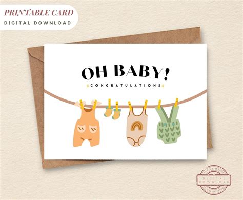 PRINTABLE New Baby Card Oh Baby Congratulations Baby Shower ...