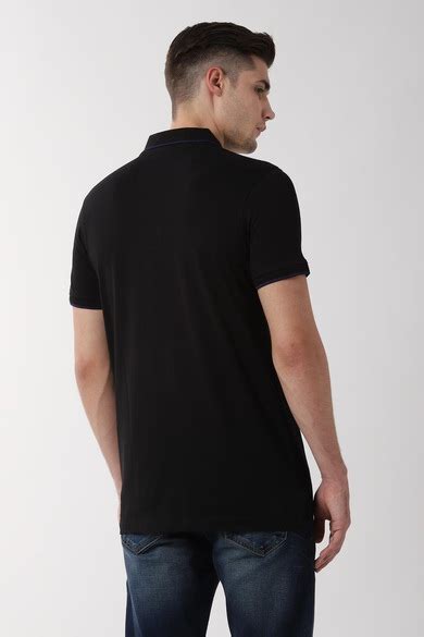Buy Men Black Solid Polo Neck Collar T-shirt Online - 391050 | Peter ...
