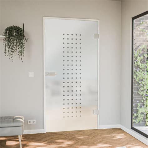 Satinierte Glasdrehtür mit Motiv Points | Badspiegel Shop