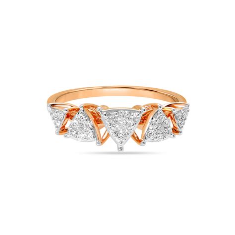 14KT Rose Gold Triangle Tango Diamond Finger Ring