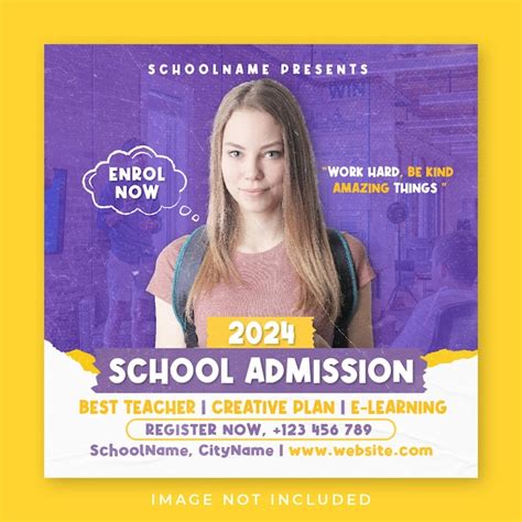 School admission square banner post template | Premium PSD