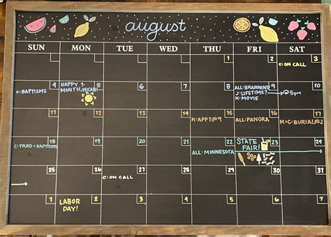 August Calendar Ideas