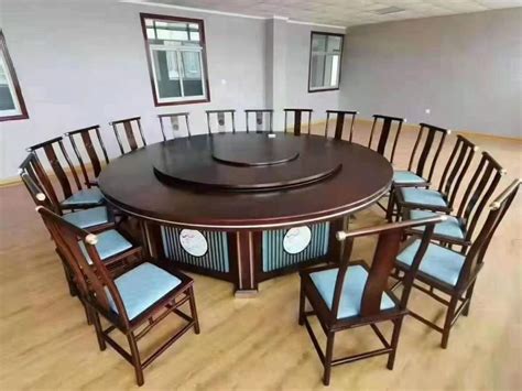 新中式岩板圆桌酒店餐桌椅组合8人大圆桌大理石1.8米全实木圆餐桌-阿里巴巴