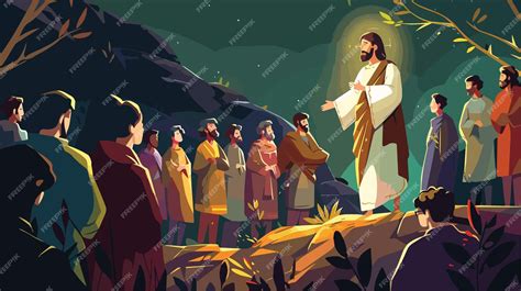Jesus Christ Preaching Sermon Illustration God Christian Religion Faith Gospel Spirituality ...