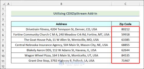 Excel Zip Code 的图像结果