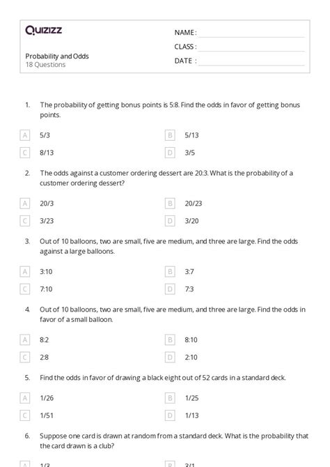 Image result for Addition Rules for Probability Worksheet Answer