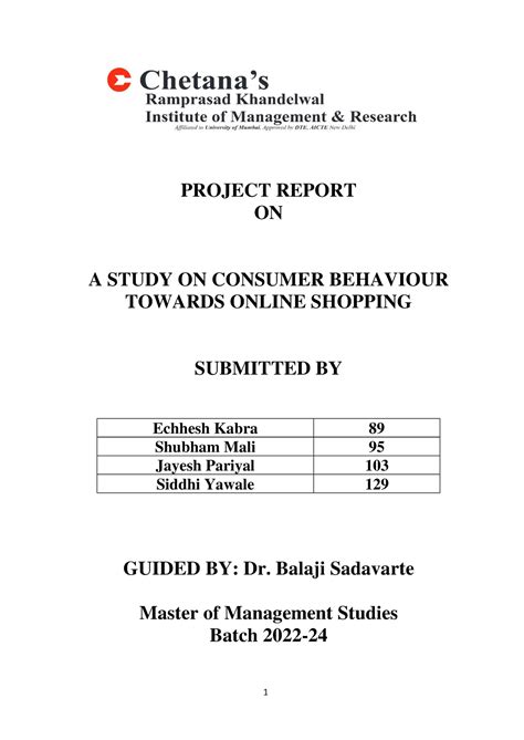 BRM Internal Project - notes - PROJECT REPORT ON A STUDY ON CONSUMER ...