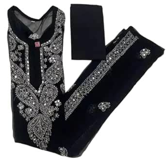 Buy Aashi Chikan Lucknowi Chikankari Handwork Mirror Work Georgette ...