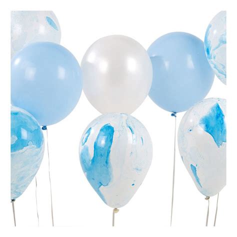 Marmor Ballonger Blå och Vita 12 st - BakeCake