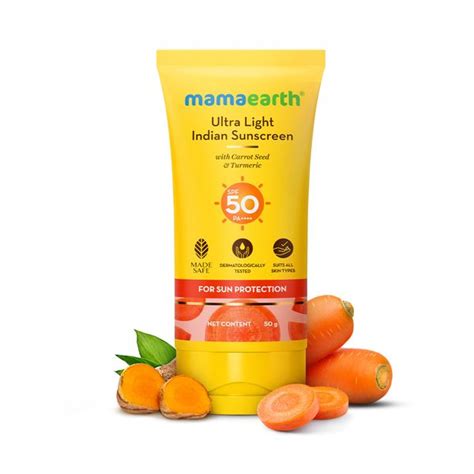 Mamaearth In-Vivo Tested SPF 50 PA++++ Ultra-Light Sunscreen 50g | ISO ...