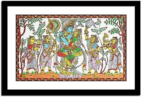 IMAGING CANVAS® Radha Krishna Pattachitra Art Painting | Framed Wall ...