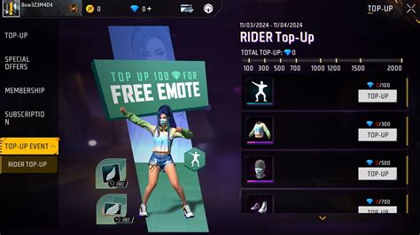 Free Fire Rider Top-Up event: Swaggy V-Steps emote and more rewards