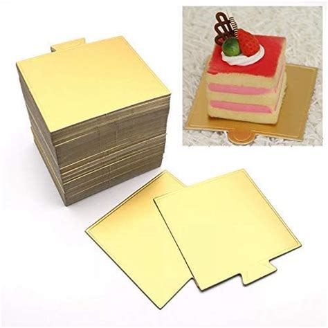SMARTBUYER 100-Count Square Gold Mini Paperboard Cake Boards for Mousse ...