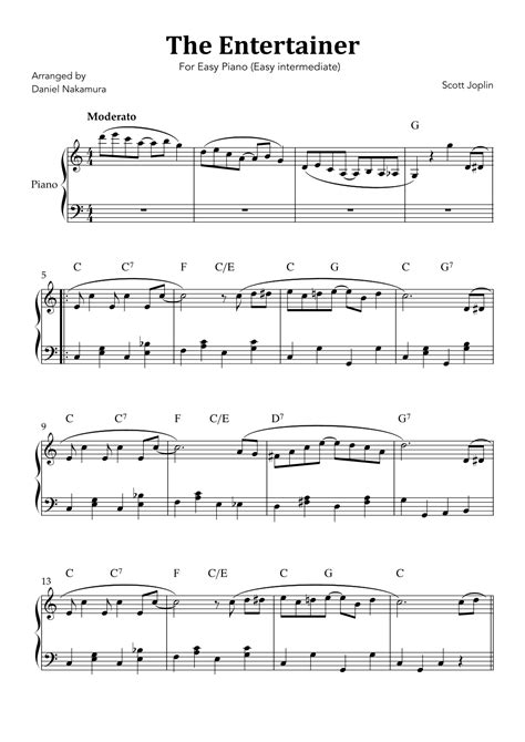 The Entertainer (For Easy Intermediate Piano) (arr. Daniel Nakamura) by ...