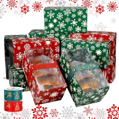 Amazon.com: Suttmin 12 Pcs Christmas Cookie Boxes with Ribbons Christmas Bakery Boxes with ...