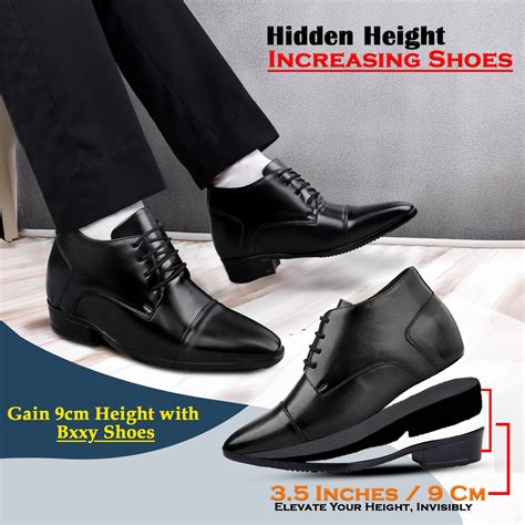 Men's 9cm Hidden Heel Height Increasing Shoes – Classic Formal Office ...