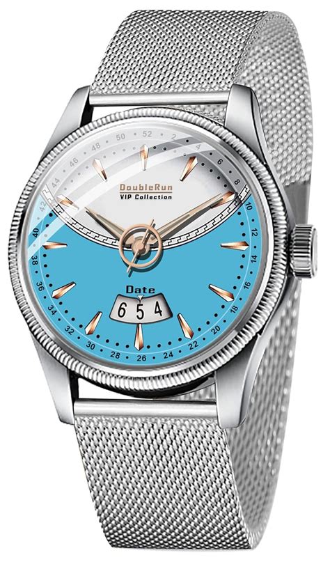 Buy DOUBLERUN 9006_3D Glass Date Display Dial Chain Belt Analog Watch ...