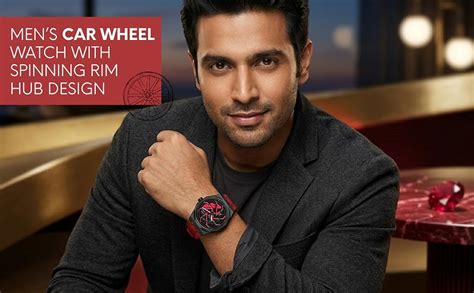 Buy IIK COLLECTION Men's Car Wheel Watch with Spinning Car Rim Hub ...