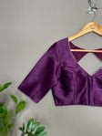 Purple Art Silk V Neck Padded Blouse|Thaamara|Suta