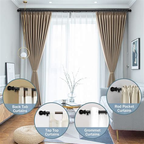 Snapklik.com : Black Curtain Rods For Windows 48 To 84 - 1 Inch ...