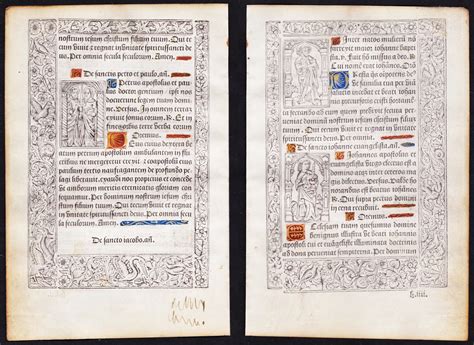 Leaf of a Book of Hours printed on vellum / Blatt eines gedruckten ...