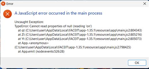 A JavaScript Error in the Main Process 的图像结果
