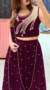 MADHUR HAND WORK ART Embroidered, Embellished Semi Stitched Lehenga ...