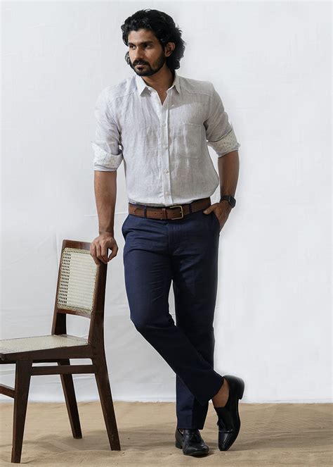 Get Colourblocked Striped Detail Linen Shirt at ₹ 2950 | LBB Shop