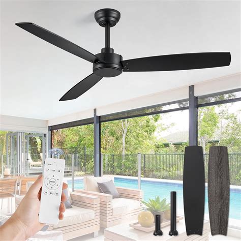 Amazon.com: ZMISHIBO 52 Inch Outdoor Ceiling Fan with Remote, Black ...