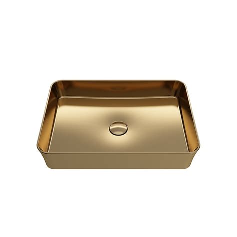 BOCCHI Fire clay Vessel Rectangular Modern Matte Gold Bathroom Sink ...