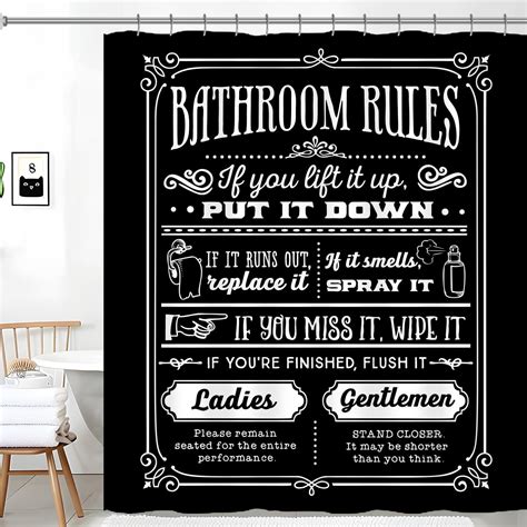 Amazon.com: Focal20 Funny Quotes Shower Curtains, Cool Bathroom Rules ...