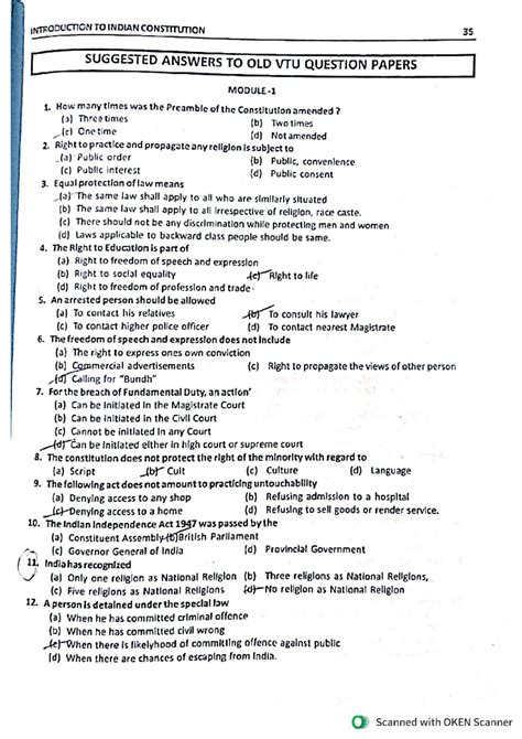 CIP MCQ - Indian constitution VTU study material - INTRODUCTION TO ...