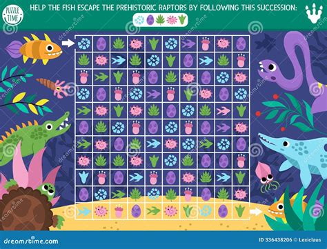 Marine Dinosaur Maze with Eggs, Leaves, Fossils. Attention Skills ...