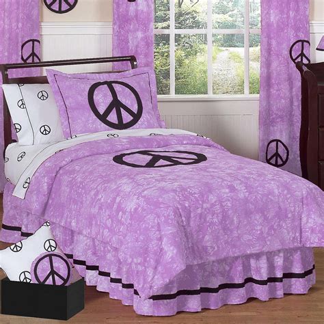 colored purple twin bedding peace sign comforter | Pink bedding set ...