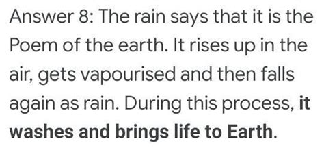 How does thr rain describe itself when it born ? what transformation ...