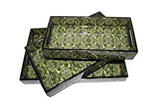 MACX DECOR Designer MDF Wooden Serving Trays with Handle with Special ...