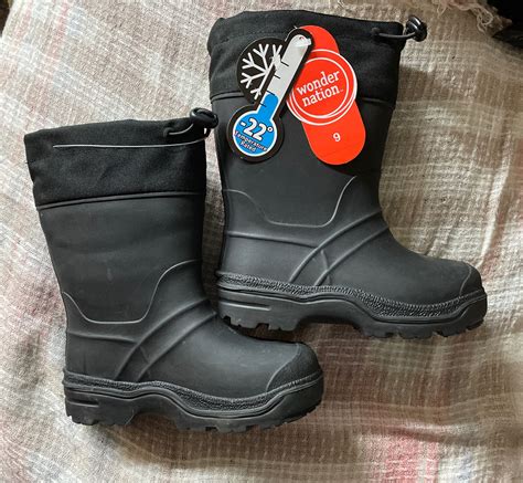 Kids Wonder Nation Black Waterproof Winter Snow Rain Boots Liners NWT ...
