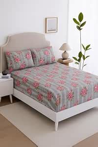 Zeraya Queen Size Bedsheet 90x100 Inches with 2 Pillow Covers | Grey ...