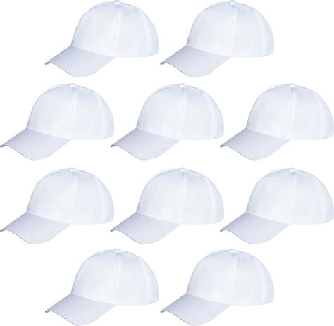 Amazon.com: Yookat 10 gorras de béisbol blancas - Sombreros de sol para ...