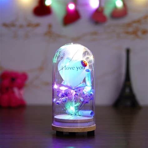 Purple Flower with Heart Message, Note and Lights Jar- eCraftIndia Online