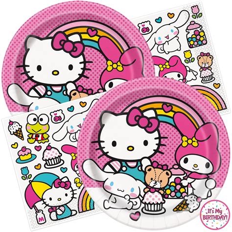 Hello Kitty Birthday Party Kit Set - Decor Plates, Napkins & Sticker ...