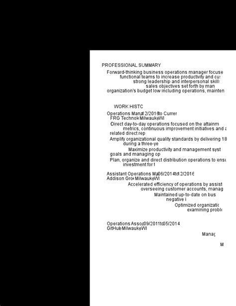 Operations Manager Resume 的图像结果