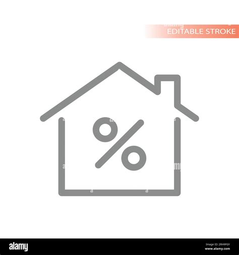 House, home and percentage symbol line vector. Real estate, mortgage and housing outline icon ...