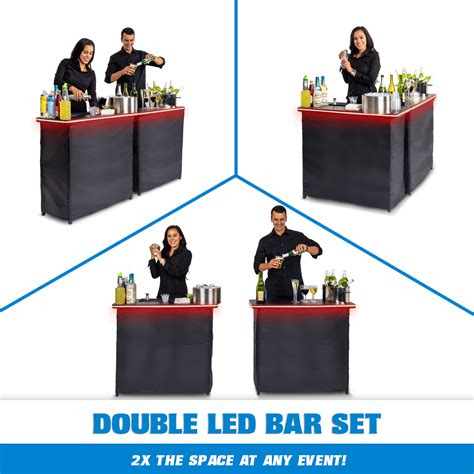GoBar Portable Double Bar Table Set with Multi-Color LED Lights ...
