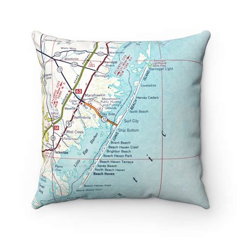 Long Beach Island Map Pillow Barnegat Bay Pillow Seaside | Etsy