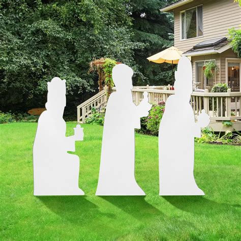 Amazon.com: Suzile 3 Pieces Christmas Outdoor Nativity Yard Decor Nativity Scene Yard White ...