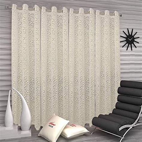 Buy Kuber Industries Flower Design 4 Pieces Sheer Door Curtains Linen ...