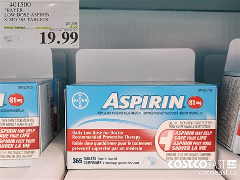 401500 BAYER LOW DOSE ASPIRIN 81MG 365 TABLETS 6 00 INSTANT SAVINGS ...